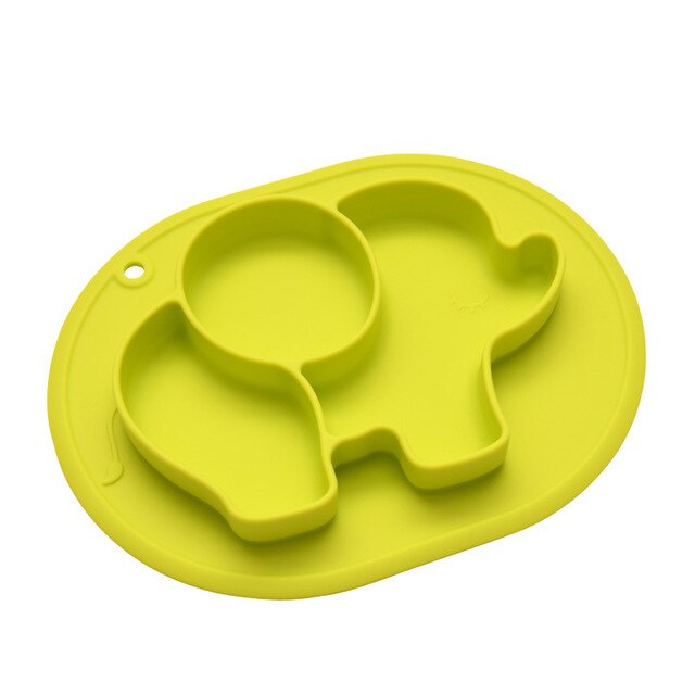 Platos de silicona para bebé - Elefante verde