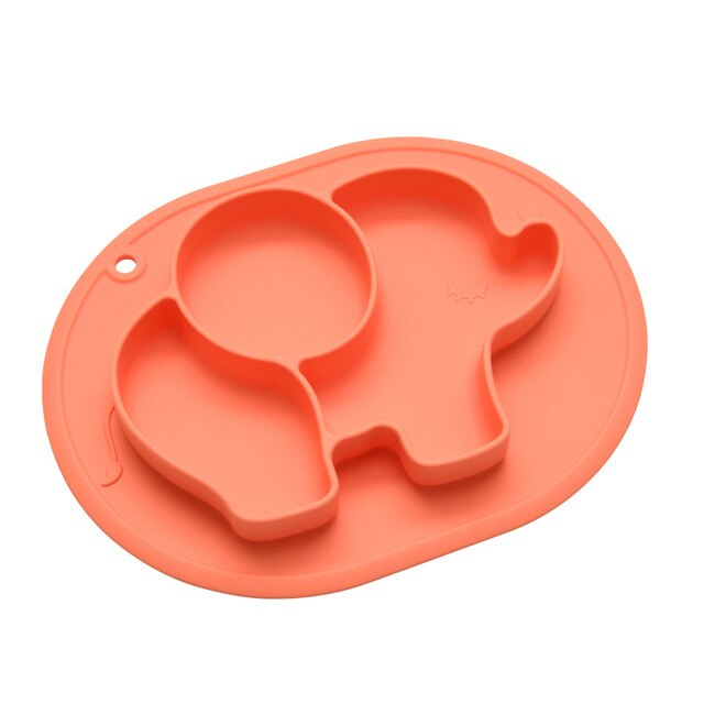Platos de bebé - Elefante de silicona naranja